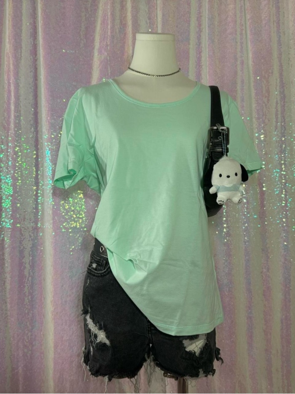 Classic Elements Mint Green Basic Tee Shirt (M) ★彡